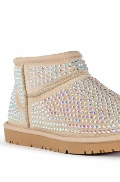 AKIRA FAIRYTALE BLING BOOTIE IN NUDE -AZALEA WANG SHOP akira fairytale bling bootie in nude tan 5 5