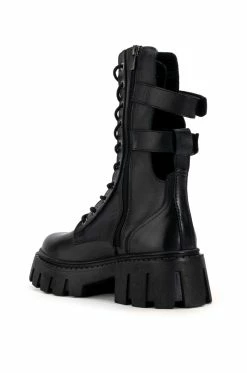 GENUINE LEATHER ASPECT LACE UP BOOTIE IN BLACK -AZALEA WANG SHOP aspect genuine leather lace up bootie in black black 4 4