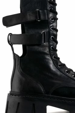 GENUINE LEATHER ASPECT LACE UP BOOTIE IN BLACK -AZALEA WANG SHOP aspect genuine leather lace up bootie in black black 5 5