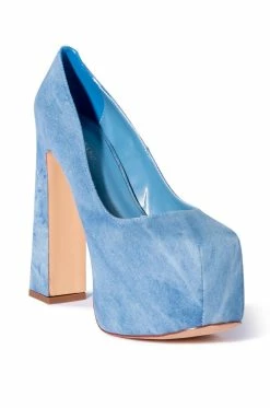 AZALEA WANG ABSOLUTELY OBSESSED CHUNKY HEEL DENIM PLATFORM PUMP -AZALEA WANG SHOP azalea wang absolutely obsessed chunky heel denim platform pump denim 3 3