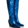 AZALEA WANG AFTER PARTY METALLIC WESTERN BOOT IN BLUE -AZALEA WANG SHOP azalea wang after party metallic western boot in blue blue 1 1