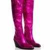 AZALEA WANG AFTER PARTY METALLIC WESTERN BOOT IN PINK -AZALEA WANG SHOP azalea wang after party metallic western boot in pink pink 1 1