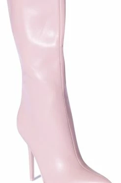 AZALEA WANG ALL ANGLES BELOW THE KNEE STILETTO BOOT -AZALEA WANG SHOP azalea wang all angles below the knee stiletto boot pink 5 5