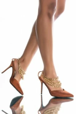 AZALEA WANG ALWAYS LATE STILETTO PUMP IN BROWN