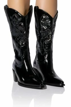 AZALEA WANG ANDREA CHUNKY WESTERN BOOT IN BLACK