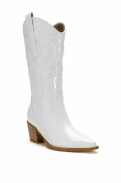 AZALEA WANG ANDREA CHUNKY WESTERN BOOT IN WHITE -AZALEA WANG SHOP azalea wang andrea chunky western boot in white white 3 3 c1