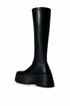 AZALEA WANG ARETHA STRETCH BOOT WITH 4 WAY STRETCH IN BLACK -AZALEA WANG SHOP azalea wang aretha stretch boot in black black 4 4