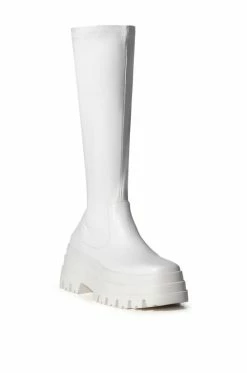 AZALEA WANG ARETHA STRETCH BOOT WITH 4 WAY STRETCH IN WHITE -AZALEA WANG SHOP azalea wang aretha stretch boot in white white 3 3