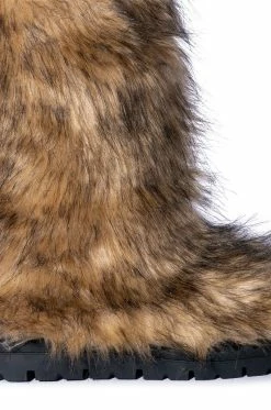 AZALEA WANG ASPEN FURRY BROWN MULTI BOOTIE -AZALEA WANG SHOP azalea wang aspen furry brown multi bootie brown 5 5