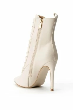 AZALEA WANG ASTORIA LACE UP STILETTO BOOTIE IN BONE -AZALEA WANG SHOP azalea wang astoria lace up stiletto bootie in bone bone 4 4