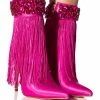 AZALEA WANG AVERI EMBELLISHED FRINGE BOOTIE IN PINK -AZALEA WANG SHOP azalea wang averi embellished fringe bootie in pink pink 1 1