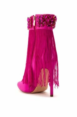AZALEA WANG AVERI EMBELLISHED FRINGE BOOTIE IN PINK -AZALEA WANG SHOP azalea wang averi embellished fringe bootie in pink pink 4 4