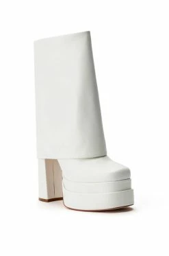 AZALEA WANG BABY FOLD OVER CHUNKY BOOT IN WHITE -AZALEA WANG SHOP azalea wang baby fold over chunky boot in white white 3 3 c1