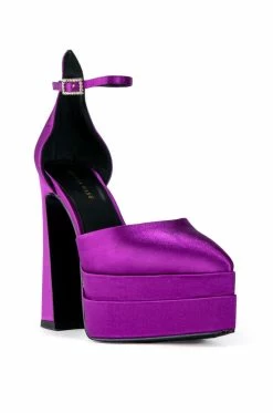AZALEA WANG BADDEST OF THEM ALL CHUNKY PUMP IN PURPLE -AZALEA WANG SHOP azalea wang baddest of them all chunky pump in purple purple 3 3