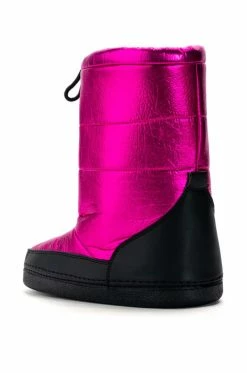 AZALEA WANG BECKY METALLIC LINED SNOW BOOTIE IN PINK -AZALEA WANG SHOP azalea wang becky metallic lined snow bootie in pink pink 4 4