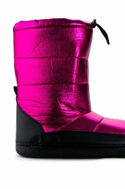 AZALEA WANG BECKY METALLIC LINED SNOW BOOTIE IN PINK -AZALEA WANG SHOP azalea wang becky metallic lined snow bootie in pink pink 5 5