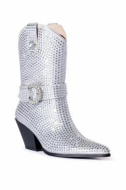 AZALEA WANG BIG SLAY RHINESTONE EMBELLISHED WESTERN BOOTIE IN SILVER -AZALEA WANG SHOP azalea wang big slay rhinestone embellished western bootie in silver silver 3 3