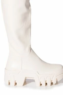 AZALEA WANG BIG STEPPER THIGH HIGH FLATFORM BOOT IN CREAM -AZALEA WANG SHOP azalea wang big stepper thigh high flatform boot in cream cream 5 5