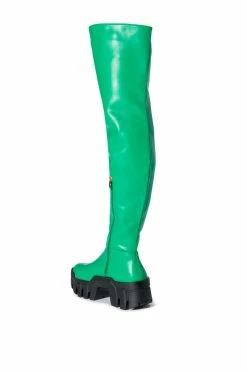 AZALEA WANG BIG STEPPER THIGH HIGH FLATFORM BOOT IN GREEN -AZALEA WANG SHOP azalea wang big stepper thigh high flatform boot in green green 4 4