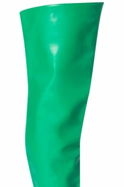 AZALEA WANG BIG STEPPER THIGH HIGH FLATFORM BOOT IN GREEN -AZALEA WANG SHOP azalea wang big stepper thigh high flatform boot in green green 5 5