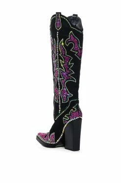 AZALEA WANG BILLINGS EMBELLISHED WESTERN BOOT IN BLACK -AZALEA WANG SHOP azalea wang billings embellished western boot in black black 4 4