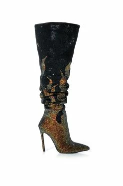 AZALEA WANG BLING OF FIRE STILETTO BOOT IN BLACK -AZALEA WANG SHOP azalea wang bling of fire stiletto boot in black black 3 3