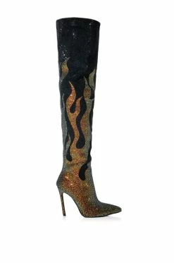 AZALEA WANG BLING OF FIRE STILETTO BOOT IN BLACK -AZALEA WANG SHOP azalea wang bling of fire stiletto boot in black black 4 4