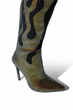 AZALEA WANG BLING OF FIRE STILETTO BOOT IN BLACK -AZALEA WANG SHOP azalea wang bling of fire stiletto boot in black black 7 7