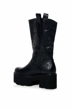 AZALEA WANG BLIZZARD CHUNKY WESTERN BOOT IN BLACK -AZALEA WANG SHOP azalea wang blizzard chunky western boot in black black 4 4