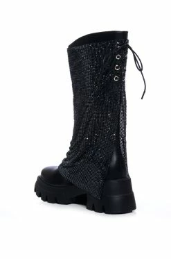 AZALEA WANG BLOOMFIELD EMBELLISHED BOOT IN BLACK -AZALEA WANG SHOP azalea wang bloomfield embellished boot in black black 4 4