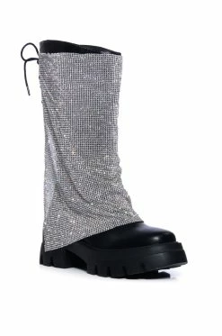 AZALEA WANG BLOOMFIELD EMBELLISHED BOOT IN SILVER -AZALEA WANG SHOP azalea wang bloomfield embellished boot in silver silver 3 3