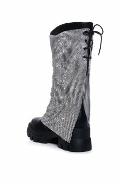 AZALEA WANG BLOOMFIELD EMBELLISHED BOOT IN SILVER -AZALEA WANG SHOP azalea wang bloomfield embellished boot in silver silver 4 4
