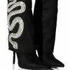 AZALEA WANG BOLD BLING RHINESTONE SNAKE FOLD OVER BOOTIE IN BLACK -AZALEA WANG SHOP azalea wang bold bling rhinestone snake fold over bootie in black black 1 1
