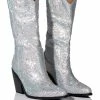 AZALEA WANG BOOSTS SILVER EMBELLISHED WESTERN BOOT -AZALEA WANG SHOP azalea wang boosts silver embellished western boot white 1 1
