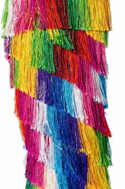 AZALEA WANG BRING THE PARTY KNEE HIGH BOOT WITH RAINBOW FRINGE -AZALEA WANG SHOP azalea wang bring the party knee high boot with rainbow fringe multi 5 5