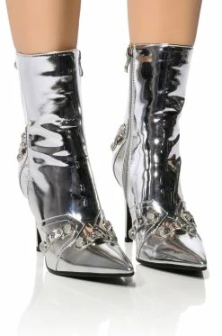 AZALEA WANG BROOKLYN STILETTO BOOTIE IN SILVER -AZALEA WANG SHOP azalea wang brooklyn stiletto bootie in silver silver 1 1