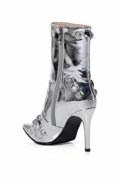 AZALEA WANG BROOKLYN STILETTO BOOTIE IN SILVER -AZALEA WANG SHOP azalea wang brooklyn stiletto bootie in silver silver 4 4
