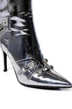 AZALEA WANG BROOKLYN STILETTO BOOTIE IN SILVER -AZALEA WANG SHOP azalea wang brooklyn stiletto bootie in silver silver 5 5