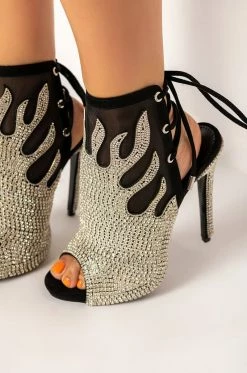 AZALEA WANG BURNING UP STILETTO BOOTIE IN BLACK -AZALEA WANG SHOP azalea wang burning up stiletto bootie in black black 5 5