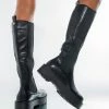 AZALEA WANG CAN'T RAIN ON ME FLATFORM BOOT IN BLACK -AZALEA WANG SHOP azalea wang cant rain on me flatform boot in black black 1 1