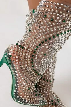 AZALEA WANG CENTER OF ATTENTION WESTERN STILETTO BOOTIE IN GREEN -AZALEA WANG SHOP azalea wang center of attention stiletto bootie in green green 5 5