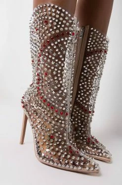 AZALEA WANG CENTER OF ATTENTION WESTERN STILETTO BOOTIE IN NUDE -AZALEA WANG SHOP azalea wang center of attention stiletto bootie in nude nude 5 5