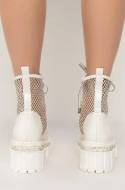 AZALEA WANG DIAMOND DRIP FLATFORM BOOTIE IN WHITE -AZALEA WANG SHOP azalea wang diamond drip flatform bootie in white white 4 4
