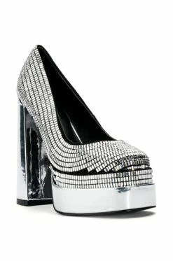 AZALEA WANG DISCO NIGHTS CHUNKY PLATFORM PUMPS IN SILVER -AZALEA WANG SHOP azalea wang disco nights chunky platform pumps in silver silver 3 3