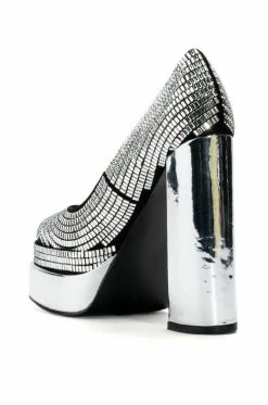 AZALEA WANG DISCO NIGHTS CHUNKY PLATFORM PUMPS IN SILVER -AZALEA WANG SHOP azalea wang disco nights chunky platform pumps in silver silver 4 4