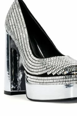 AZALEA WANG DISCO NIGHTS CHUNKY PLATFORM PUMPS IN SILVER -AZALEA WANG SHOP azalea wang disco nights chunky platform pumps in silver silver 5 5
