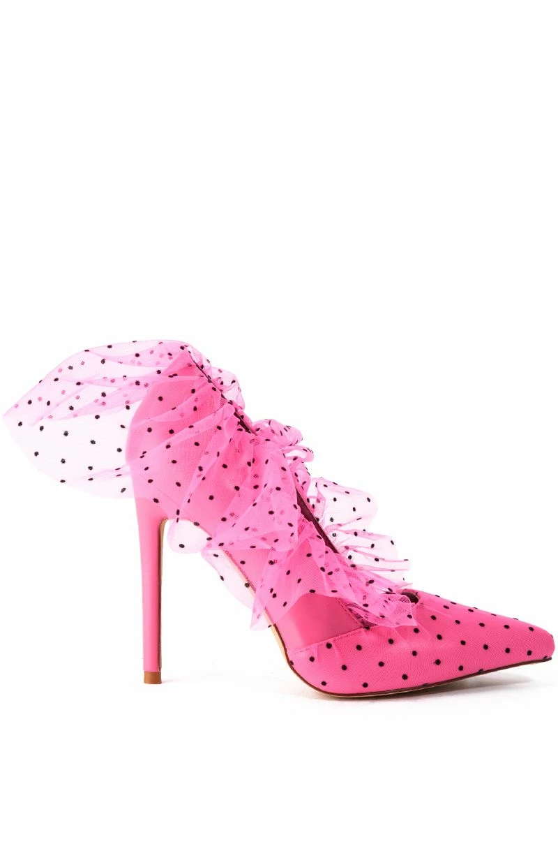 AZALEA WANG DISCREET TULLE POLKA DOT PUMP IN PINK 3 AZALEA WANG DISCREET TULLE POLKA DOT PUMP IN PINK