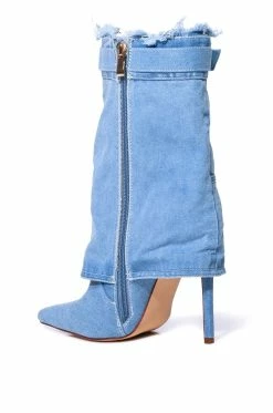 AZALEA WANG DOUBLE DOWN DENIM FOLD OVER STILETTO BOOTIE -AZALEA WANG SHOP azalea wang double down denim fold over stiletto bootie denim 4 4