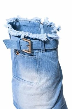 AZALEA WANG DOUBLE DOWN DENIM FOLD OVER STILETTO BOOTIE -AZALEA WANG SHOP azalea wang double down denim fold over stiletto bootie denim 5 5