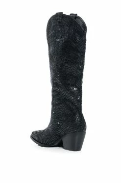 AZALEA WANG DRIVEN RHINESTONE WESTERN BOOT IN BLACK -AZALEA WANG SHOP azalea wang driven rhinestone western boot in black black 4 4 c1